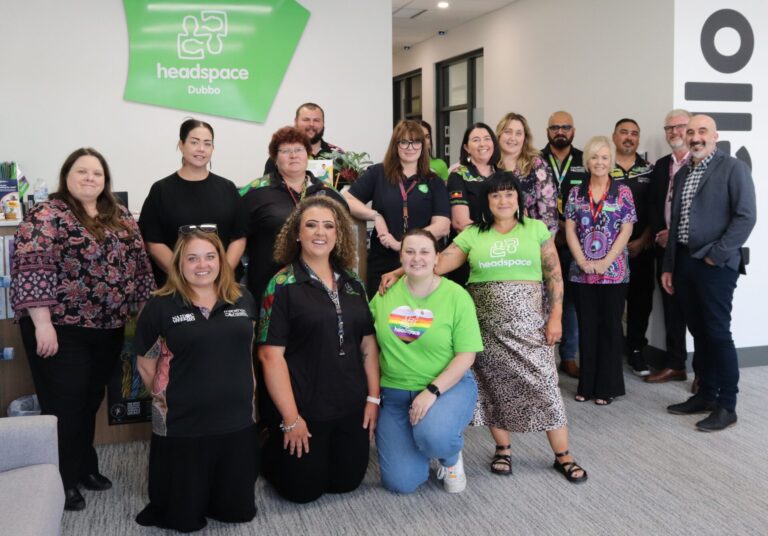 Group of people standing in the foyer of the headspace Dubbo centre.
