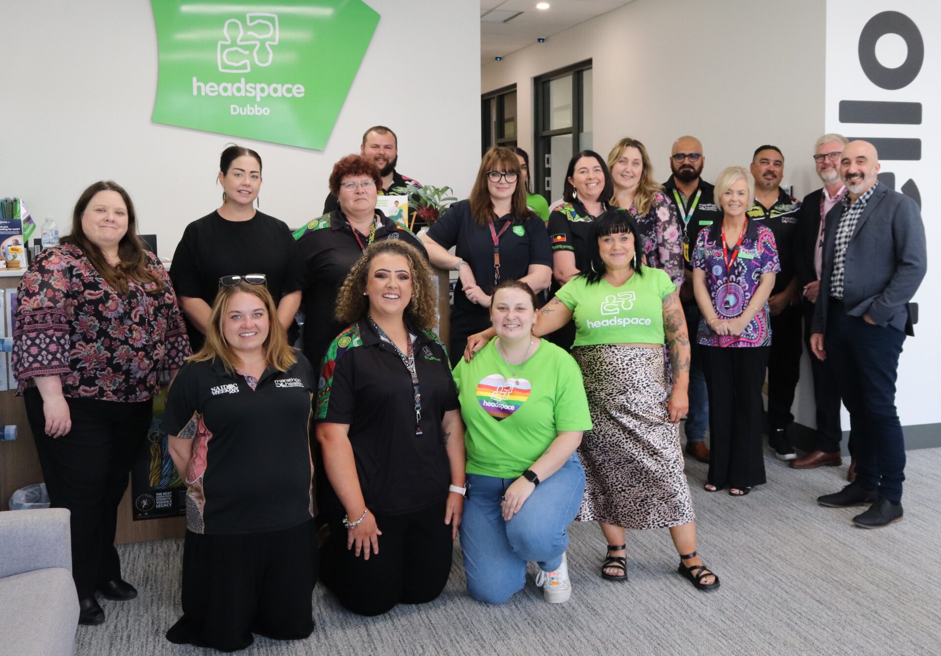 Group of people standing in the foyer of the headspace Dubbo centre.